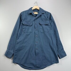 Big Mac Shirt Mens Medium Blue Workwear Long Sleeve Button Front Utility Twill